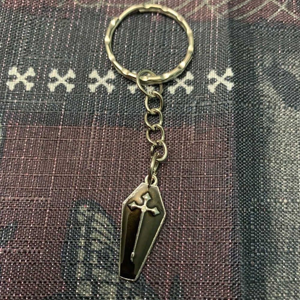 Silver Coffin Keychain